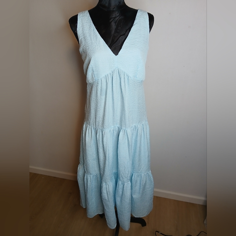Maison Tara Blue Sleeveless V-Neck Sundress